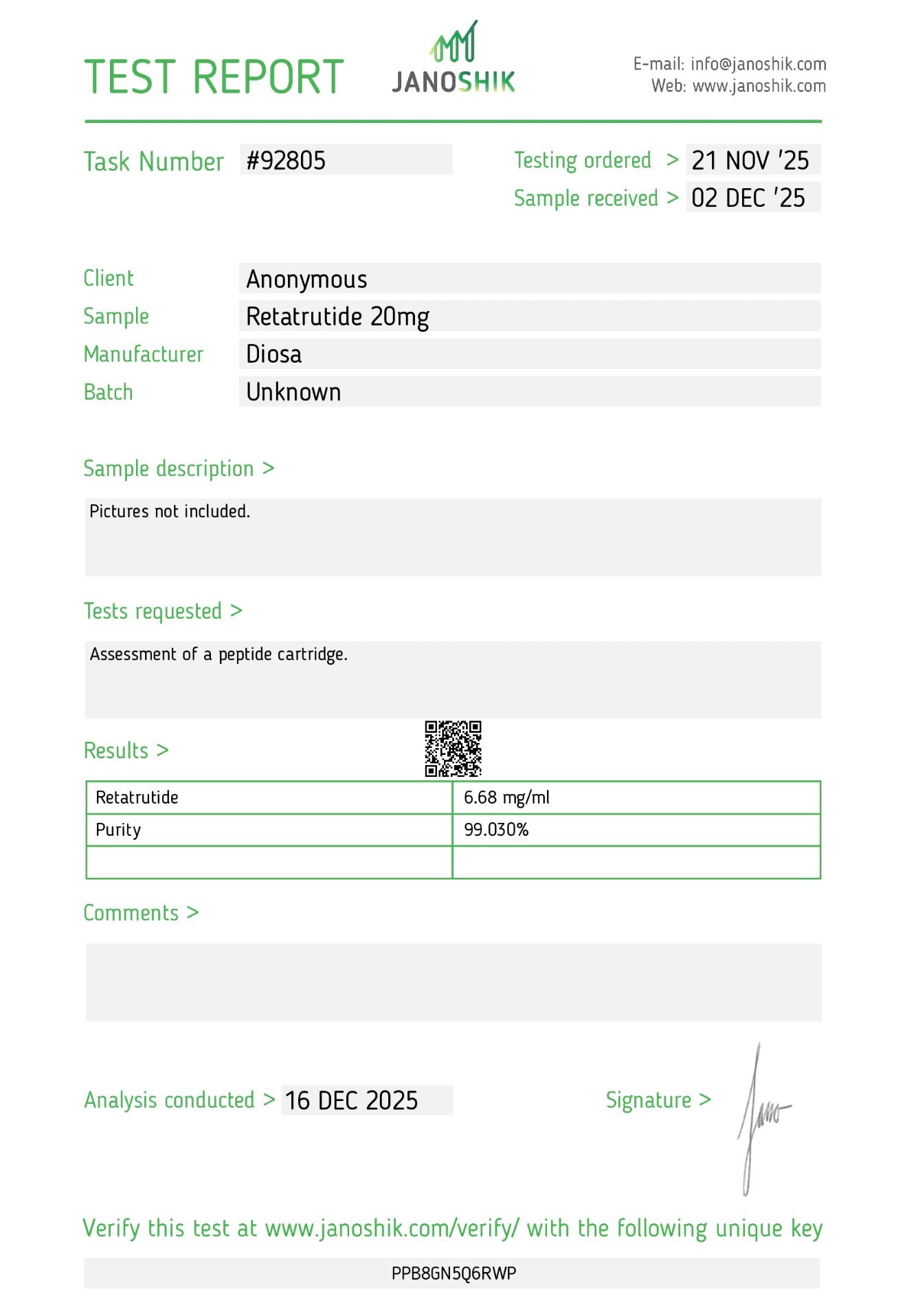 Retatrutide 20 mg / 3 ml Prefilled Pen